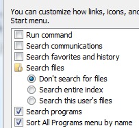 Vista start meny search