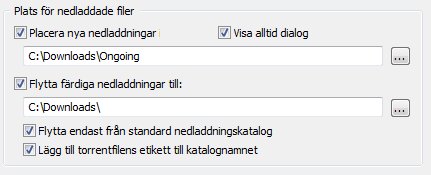uTorrent - Nedladdningsmappar