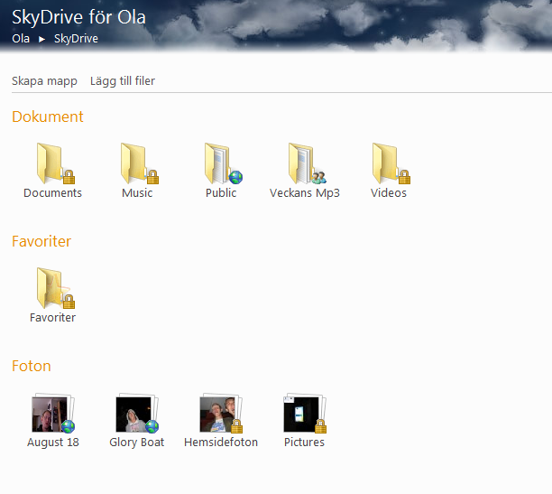 skydrive-huvudsida
